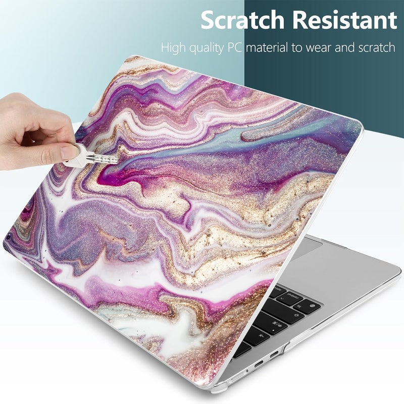DONGKE for M4 MacBook Air 13.6 Inch Case 2025 2024 2023 2022 Model A3240 A3113 A2681 M3 M2 Chip, Plastic Hard Shell Case Cover with Touch ID for MacBook Air 13 Inch M4 - Marbling Art - Image 4